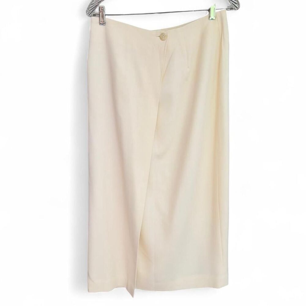 Vintage Theomiles Cream midi wrap skirt size 8